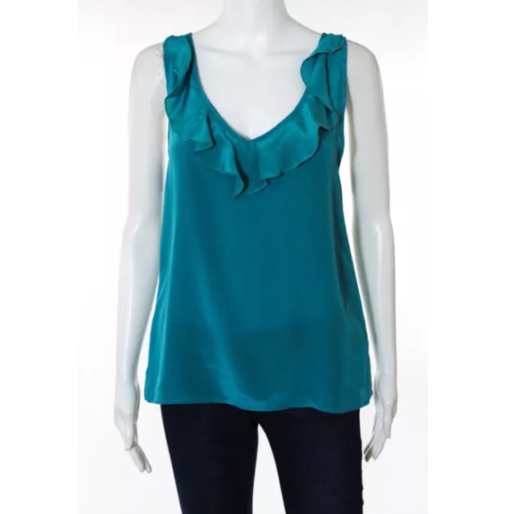 Myne Silk Sleeveless Top w/ Ruffle detail